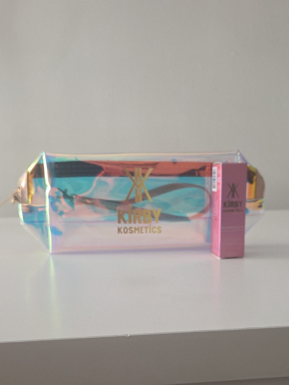 Kirby Kosmetics Clear Iridescent Plastic Zipper Makeup Bag Pouch &  Lip Oil